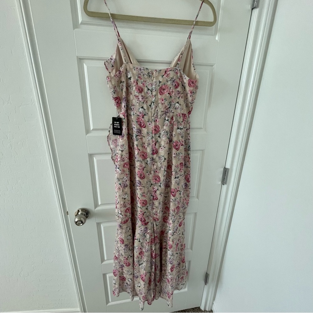 NWT Express Floral Print Ruffle Faux Wrap Hi-Lo Maxi Dress - Picture 7 of 8